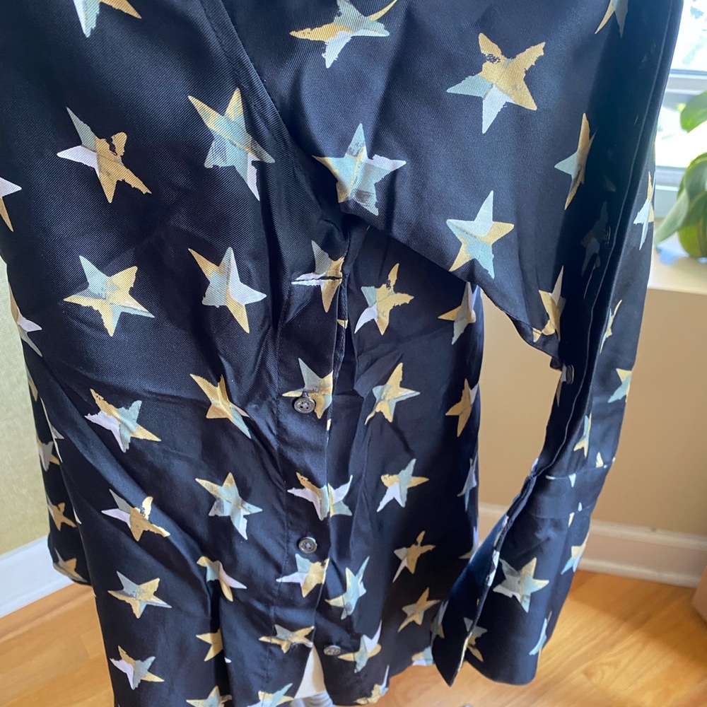 Star Patterned Silk Button Down - image 7